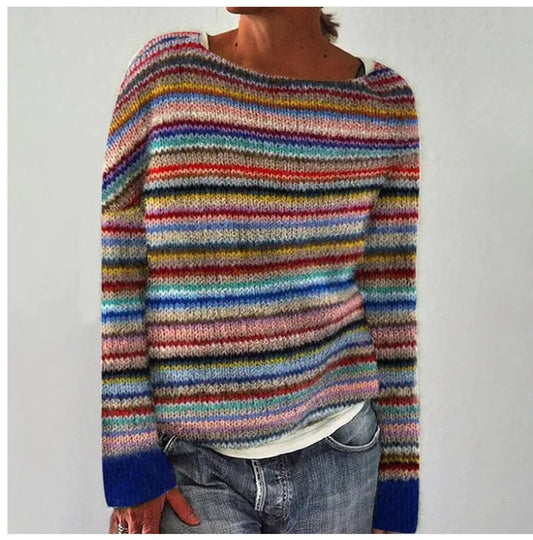 Rose | Retro Knit Sweater with Multi-Pattern Design