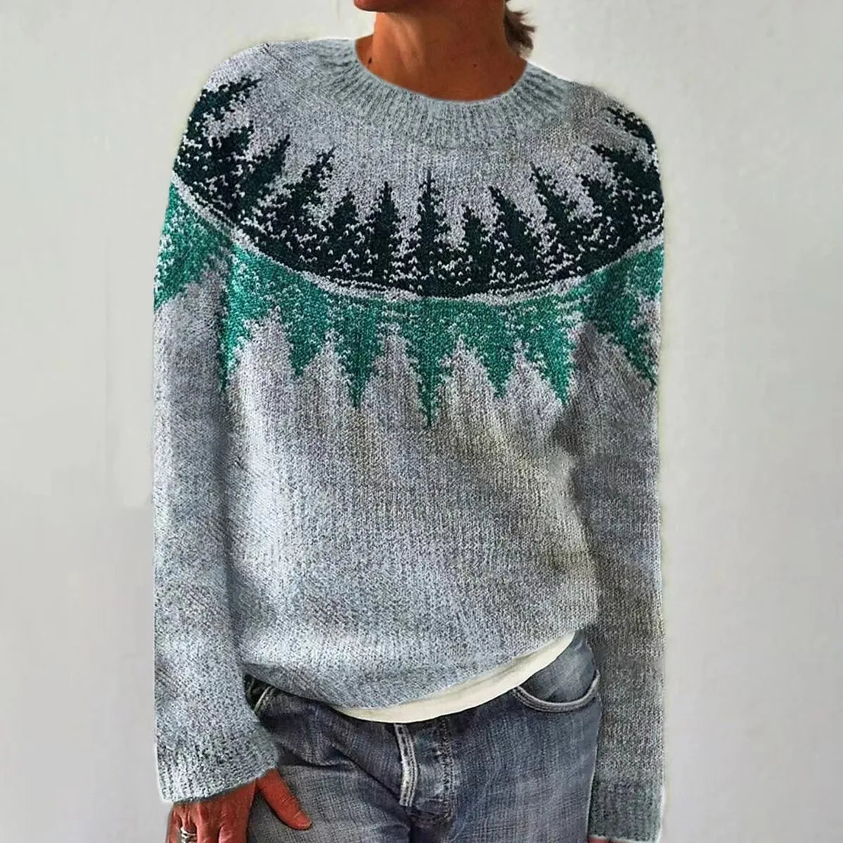 Rose | Retro Knit Sweater with Multi-Pattern Design